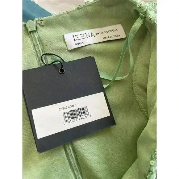 MAC DUGGALPuff Sleeve Sequin Mini Dress Sequin Light Green Ballon Long Sleeve 0 - Picture 4 of 9